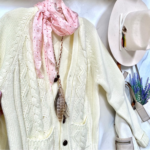 Farmhouse patchwork boho cable knit sweater w prairie granny cabin vibe - Picture 10 of 15